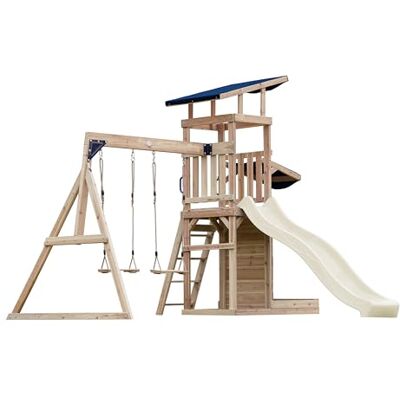 AXI Malik Aire De Jeux en Bois avec 2 Balançoires, Toboggan Crème/Aire De Jeux Extérieur, Bac À Sable, Mûr De Jeux/Toboggan avec Raccordement À Eau Portique Balançoire/Jeux en Bois Extérieur - Publicité AXI Malik Aire De Jeux en Bois avec 2 Balançoires, Toboggan Crème/Aire De Jeux Extérieur, Bac À Sable, Mûr De Jeux/Toboggan avec Raccordement À Eau Portique Balançoire/Jeux en Bois Extérieur - Publicité