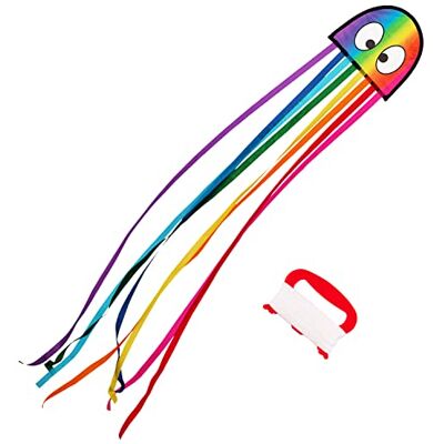 Wolkenstürmer Mini cerf-volant pieuvre (arc-en-ciel) pour enfant – Pieuvre avec poignée et ficelle de 40 m – 1 l et jouet volant - Publicité Wolkenstürmer Mini cerf-volant pieuvre (arc-en-ciel) pour enfant – Pieuvre avec poignée et ficelle de 40 m – 1 l et jouet volant - Publicité