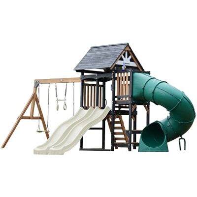 AXI Cody Aire De Jeux en Bois, 2 Balançoires, Toboggan Tubulaire Et Double Toboggan Crème Maisonnette XXL pour Enfants avec Structure d'escalade Et Trapèze pour Le Jardin - Publicité AXI Cody Aire De Jeux en Bois, 2 Balançoires, Toboggan Tubulaire Et Double Toboggan Crème Maisonnette XXL pour Enfants avec Structure d'escalade Et Trapèze pour Le Jardin - Publicité
