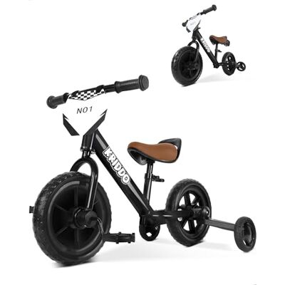 KRIDDO 2-en-1 Tricycle pour Enfants et draisienne 2 à 5 Ans, pédales Amovibles et Roues stabilisatrices repliables, Plaque Personnalisable, Jouet Tricycle pour Enfants de 18 Mois à 3 Ans, Noir - Publicité KRIDDO 2-en-1 Tricycle pour Enfants et draisienne 2 à 5 Ans, pédales Amovibles et Roues stabilisatrices repliables, Plaque Personnalisable, Jouet Tricycle pour Enfants de 18 Mois à 3 Ans, Noir - Publicité