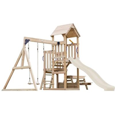AXI Mette Aire De Jeux en Bois avec 2 Balançoires, Toboggan Crème, Table De Pique Nique/Aire De Jeux Extérieur avec Balançoires/Bac À Sable/Téléscope Portique Balançoire/Jeux en Bois Extérieur - Publicité AXI Mette Aire De Jeux en Bois avec 2 Balançoires, Toboggan Crème, Table De Pique Nique/Aire De Jeux Extérieur avec Balançoires/Bac À Sable/Téléscope Portique Balançoire/Jeux en Bois Extérieur - Publicité