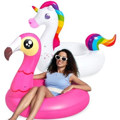 JOYIN Paquet de 2 Matelas gonflables Licorne et Flamant Rose avec Paillettes, Flotteur de Piscine, Matelas Gonflable Animal Flottant, Jouet de Plage, Gonflable de Piscine pour Enfants (102 x 99 cm) - Publicité JOYIN Paquet de 2 Matelas gonflables Licorne et Flamant Rose avec Paillettes, Flotteur de Piscine, Matelas Gonflable Animal Flottant, Jouet de Plage, Gonflable de Piscine pour Enfants (102 x 99 cm) - Publicité