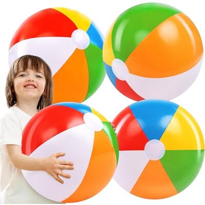 JOYIN Lot de 4 Ballons de Plage gonflables de 50,8 cm, Grands Ballons de Plage Arc-en-Ciel pour fêtes à la Piscine, Jouets de fête d'été pour Enfants et Adultes, Jouets de Plage, Cadeaux de fête - Publicité JOYIN Lot de 4 Ballons de Plage gonflables de 50,8 cm, Grands Ballons de Plage Arc-en-Ciel pour fêtes à la Piscine, Jouets de fête d'été pour Enfants et Adultes, Jouets de Plage, Cadeaux de fête - Publicité