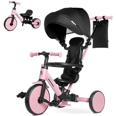 KRIDDO Tricycle évolutif 8-en-1 pour Enfants de 18 Mois à 5 Ans, avec poignée parentale, Modes Tricycle et draisienne, Harnais de sécurité à 5 Points, Capote Pliable et Sac de Rangement, Rose - Publicité KRIDDO Tricycle évolutif 8-en-1 pour Enfants de 18 Mois à 5 Ans, avec poignée parentale, Modes Tricycle et draisienne, Harnais de sécurité à 5 Points, Capote Pliable et Sac de Rangement, Rose - Publicité