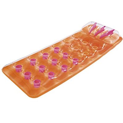 Bestway 43015 Matelas gonflable de plage 188 x 71 cm Avec appui-tête Plaisir de bain pour l'eau (orange) - Publicité Bestway 43015 Matelas gonflable de plage 188 x 71 cm Avec appui-tête Plaisir de bain pour l'eau (orange) - Publicité