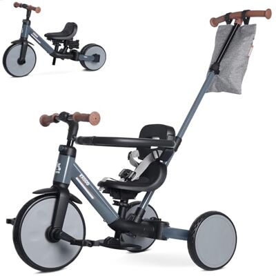 KRIDDO Tricycle évolutif 6 en 1 pour Enfant de 18 Mois à 5 Ans, avec poignée parentale, Modes Tricycle et draisienne, Harnais de sécurité à 3 Points et Sac de Rangement, pour garçons et Filles, Gris - Publicité KRIDDO Tricycle évolutif 6 en 1 pour Enfant de 18 Mois à 5 Ans, avec poignée parentale, Modes Tricycle et draisienne, Harnais de sécurité à 3 Points et Sac de Rangement, pour garçons et Filles, Gris - Publicité