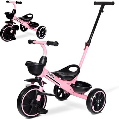 KRIDDO 2-en-1 Tricycle pour Enfants de 18 Mois à 5 Ans Poignée de poussée Extensible pour Une Conduite sans Effort, Tricycle Cadeau de 3 à 5 Ans, Tricycle avec Repose-Pieds Avant Pliable, Rose - Publicité KRIDDO 2-en-1 Tricycle pour Enfants de 18 Mois à 5 Ans Poignée de poussée Extensible pour Une Conduite sans Effort, Tricycle Cadeau de 3 à 5 Ans, Tricycle avec Repose-Pieds Avant Pliable, Rose - Publicité