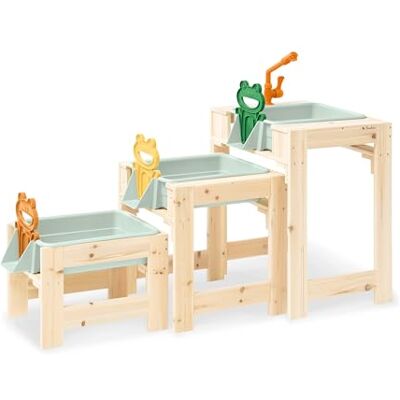 PINOLINO Frolino Lot de 3 Tables de Jeux d'eau pour Enfants, Jouets de Jardin en Bois, avec Robinet et raccord de Tuyau, 3 Tables de Jeu avec baignoires à partir de 3 Ans - Publicité PINOLINO Frolino Lot de 3 Tables de Jeux d'eau pour Enfants, Jouets de Jardin en Bois, avec Robinet et raccord de Tuyau, 3 Tables de Jeu avec baignoires à partir de 3 Ans - Publicité