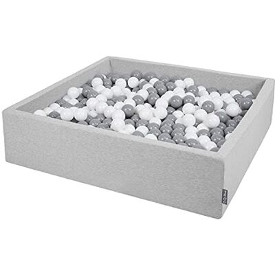 KiddyMoon Piscine À Balles pour Bébé Carré 120X30cm/300 Balles 7Cm Grande Fosses À Boules Jouet Enfant, Gris Clair: Blanc-Gris - Publicité KiddyMoon Piscine À Balles pour Bébé Carré 120X30cm/300 Balles 7Cm Grande Fosses À Boules Jouet Enfant, Gris Clair: Blanc-Gris - Publicité