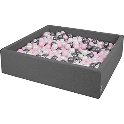 KiddyMoon Piscine À Balles pour Bébé Carré 120X30cm/600 Balles 7Cm Grande Fosses À Boules Jouet Enfant, Gris Foncé: Perle-Rose Poudré-Argent - Publicité KiddyMoon Piscine À Balles pour Bébé Carré 120X30cm/600 Balles 7Cm Grande Fosses À Boules Jouet Enfant, Gris Foncé: Perle-Rose Poudré-Argent - Publicité
