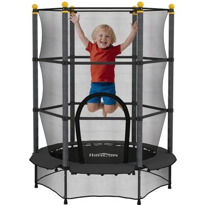 HOMCOM Trampoline Enfant Ø1,40 x 1,90H m Filet de Sécurité Porte Zipée Noir - Publicité HOMCOM Trampoline Enfant Ø1,40 x 1,90H m Filet de Sécurité Porte Zipée Noir - Publicité
