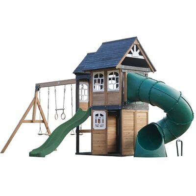 AXI Noud Aire De Jeux en Bois, 2 Balançoires, Toboggan Tubulaire Et Toboggan Vert Maisonnette XXL pour Enfants avec Structure d'escalade Et Trapèze pour Le Jardin - Publicité AXI Noud Aire De Jeux en Bois, 2 Balançoires, Toboggan Tubulaire Et Toboggan Vert Maisonnette XXL pour Enfants avec Structure d'escalade Et Trapèze pour Le Jardin - Publicité