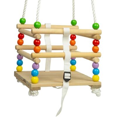 Bigjigs Toys Balançoire Berceau en Bois , Chaise Suspendue d'extérieur avec Corde - Publicité Bigjigs Toys Balançoire Berceau en Bois , Chaise Suspendue d'extérieur avec Corde - Publicité