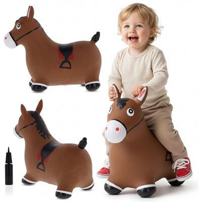 Sun Animal Sauteur Gonflable, Jouet Enfant 1 an pour l'intérieur et l'extérieur, Design Ergonomique, Pompe Manuelle Incluse (Cheval Brun) - Publicité Sun Animal Sauteur Gonflable, Jouet Enfant 1 an pour l'intérieur et l'extérieur, Design Ergonomique, Pompe Manuelle Incluse (Cheval Brun) - Publicité