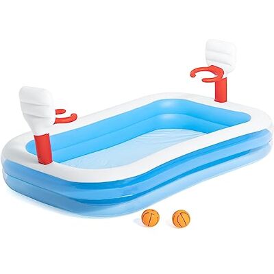 Bestway 54122 Piscine Gonflable Rectangulaire avec Buts de Basket 2 Boudins 251 X 168 X 102 cm - Publicité Bestway 54122 Piscine Gonflable Rectangulaire avec Buts de Basket 2 Boudins 251 X 168 X 102 cm - Publicité