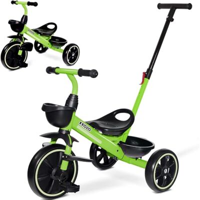 KRIDDO 2-en-1 Tricycle pour Enfants de 18 Mois à 5 Ans Poignée de poussée Extensible pour Une Conduite sans Effort, Tricycle Cadeau de 3 à 5 Ans, Tricycle avec Repose-Pieds Avant Pliable, Vert - Publicité KRIDDO 2-en-1 Tricycle pour Enfants de 18 Mois à 5 Ans Poignée de poussée Extensible pour Une Conduite sans Effort, Tricycle Cadeau de 3 à 5 Ans, Tricycle avec Repose-Pieds Avant Pliable, Vert - Publicité