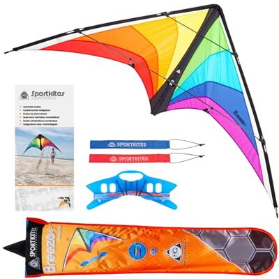 HQ Breezo – Cerf-Volant Pilotable Rainbow – 117 cm – Voile Multicolore – Facile à Piloter – Enfant & Adulte – Dès 10 Ans - Publicité HQ Breezo – Cerf-Volant Pilotable Rainbow – 117 cm – Voile Multicolore – Facile à Piloter – Enfant & Adulte – Dès 10 Ans - Publicité