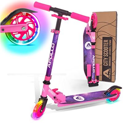 Apollo Trottinette Enfants LED Moonracer Trottinette pour Enfants avec Suspension Trottinette Pliable Enfant Trottinette City à Partir de 4 Ans Réglable - Publicité Apollo Trottinette Enfants LED Moonracer Trottinette pour Enfants avec Suspension Trottinette Pliable Enfant Trottinette City à Partir de 4 Ans Réglable - Publicité