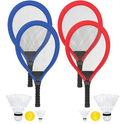Idena 90956 Lot de 2 jeux de softball avec 4 battes, 2 balles à plumes XXL et 4 balles supplémentaires, environ 67 cm, plusieurs coloris disponibles, idéal en été pour le jardin, le parc ou la plage - Publicité Idena 90956 Lot de 2 jeux de softball avec 4 battes, 2 balles à plumes XXL et 4 balles supplémentaires, environ 67 cm, plusieurs coloris disponibles, idéal en été pour le jardin, le parc ou la plage - Publicité