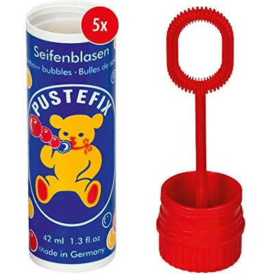 Pustefix Lot de 5 bulles de savon classiques 42 ml Bulles arc-en-ciel colorées fabriquées en Allemagne Pour mariage, anniversaire d'enfant, bureau civil, soirée de mariage Lot de 5 x 42 ml - Publicité Pustefix Lot de 5 bulles de savon classiques 42 ml Bulles arc-en-ciel colorées fabriquées en Allemagne Pour mariage, anniversaire d'enfant, bureau civil, soirée de mariage Lot de 5 x 42 ml - Publicité