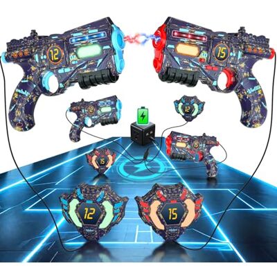 VATOS Ensemble Rechargeable Laser Tag Comprenant 2 Pistolets et 2 Gilets Pistolet Laser Tag Sync à données infrarouges en Temps réel avec lumière Lumineuse, Jeu Lazer Tag pour Adultes - Publicité VATOS Ensemble Rechargeable Laser Tag Comprenant 2 Pistolets et 2 Gilets Pistolet Laser Tag Sync à données infrarouges en Temps réel avec lumière Lumineuse, Jeu Lazer Tag pour Adultes - Publicité