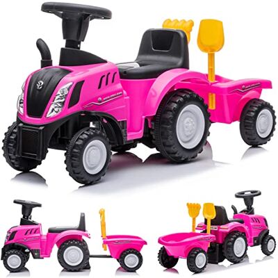 Sun Voiture à Pousser New Holand avec Licence dès 12 Mois avec Pelle et râteau, klaxon, Bruit de Moteur (Rose) - Publicité Sun Voiture à Pousser New Holand avec Licence dès 12 Mois avec Pelle et râteau, klaxon, Bruit de Moteur (Rose) - Publicité