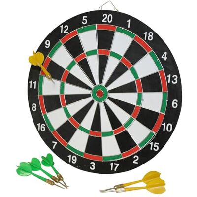 Idena 40375 Cible de fléchettes à Suspendre, Planche à fléchettes avec 2 côtés, diamètre 29 cm, y Compris 6 fléchettes en Vert et en Jaune Ainsi Que Les Instructions de Jeu - Publicité Idena 40375 Cible de fléchettes à Suspendre, Planche à fléchettes avec 2 côtés, diamètre 29 cm, y Compris 6 fléchettes en Vert et en Jaune Ainsi Que Les Instructions de Jeu - Publicité