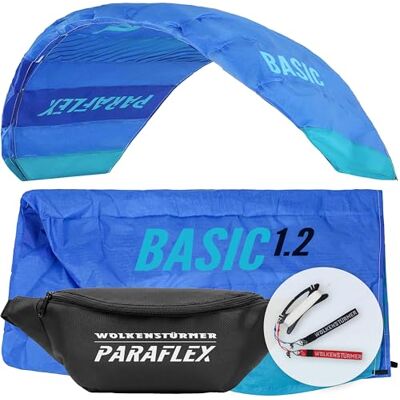 Wolkenstürmer Paraflex Basic 1.2 Aile de Traction, Bleu Prêt à l'emploi cerf-Volant 2 Lignes pour débutants et Enfants à partir de 6 Ans Voile de Traction Aile de Kitesurf - Publicité Wolkenstürmer Paraflex Basic 1.2 Aile de Traction, Bleu Prêt à l'emploi cerf-Volant 2 Lignes pour débutants et Enfants à partir de 6 Ans Voile de Traction Aile de Kitesurf - Publicité