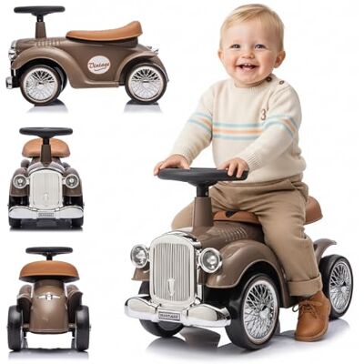 Sun Porteur Enfant 1 an voiturette Retro Classic, Trotteur bébé garçon, Interactive avec klaxon et Sons de Moteur Push Car (Marron) - Publicité Sun Porteur Enfant 1 an voiturette Retro Classic, Trotteur bébé garçon, Interactive avec klaxon et Sons de Moteur Push Car (Marron) - Publicité