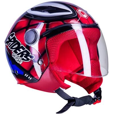 Casco Moto Jet Bambino One Junior Spiderman Rouge - Casque moto - Publicité Casco Moto Jet Bambino One Junior Spiderman Rouge - Casque moto - Publicité