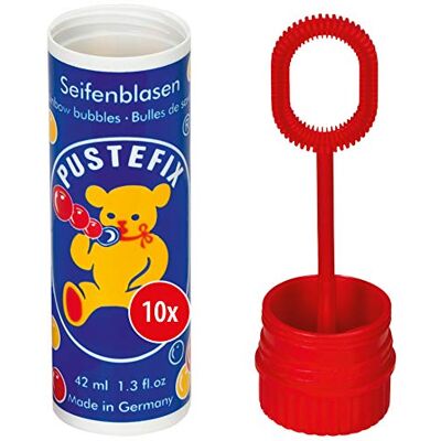 Pustefix Lot de 10 bulles de savon classiques 42 ml I Bulles arc-en-ciel colorées fabriquées en Allemagne I Bulles de savon pour mariage, anniversaire d'enfant, bureau civil, fête de mariage I 10 x 42 - Publicité Pustefix Lot de 10 bulles de savon classiques 42 ml I Bulles arc-en-ciel colorées fabriquées en Allemagne I Bulles de savon pour mariage, anniversaire d'enfant, bureau civil, fête de mariage I 10 x 42 - Publicité