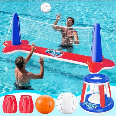 JOYIN Flotteurs de Piscine gonflables, Filet de Volley-Ball et Panier de Basket-Ball, Jeu de Natation Flottant pour Enfants et Adultes, flotteurs d'été, Jouets d'été pour Les Sports Aquatiques, Rouge - Publicité JOYIN Flotteurs de Piscine gonflables, Filet de Volley-Ball et Panier de Basket-Ball, Jeu de Natation Flottant pour Enfants et Adultes, flotteurs d'été, Jouets d'été pour Les Sports Aquatiques, Rouge - Publicité