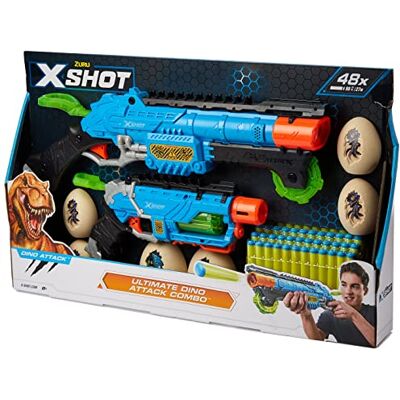 ZURU X-Shot Dino Attack Ultimate Dino Attack Combo (2 blasters, 48 fléchettes, 6 œufs) - Publicité ZURU X-Shot Dino Attack Ultimate Dino Attack Combo (2 blasters, 48 fléchettes, 6 œufs) - Publicité