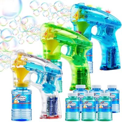 JOYIN Kit de 3 Pistolet à Bulle Bubble Blaster LED pour Bonbonnières, Fournitures de Fête Machine à Bulles Blaster, Jouet d'Été, Activité en Plein Air, Cadeau d'anniversaire, Jouet Souffleur de Bulle - Publicité JOYIN Kit de 3 Pistolet à Bulle Bubble Blaster LED pour Bonbonnières, Fournitures de Fête Machine à Bulles Blaster, Jouet d'Été, Activité en Plein Air, Cadeau d'anniversaire, Jouet Souffleur de Bulle - Publicité