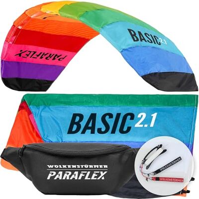 Wolkenstürmer Paraflex Basic 2.1 Aile de Traction, Arc-en-Ciel Prêt a Voler cerf-Volant 2 Lignes pour débutants et Enfants à partir de 10 Ans-Voile de Traction-Aile de Kitesurf 210cm - Publicité Wolkenstürmer Paraflex Basic 2.1 Aile de Traction, Arc-en-Ciel Prêt a Voler cerf-Volant 2 Lignes pour débutants et Enfants à partir de 10 Ans-Voile de Traction-Aile de Kitesurf 210cm - Publicité