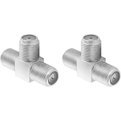 POPPSTAR 2x Sat TV Répartiteur antenne tv coaxial en forme de T (3x prise femelle F) Doubleur de câble d'antenne TV, Adaptateur pour câble coaxial, double prise antenne satellite, argent - Publicité POPPSTAR 2x Sat TV Répartiteur antenne tv coaxial en forme de T (3x prise femelle F) Doubleur de câble d'antenne TV, Adaptateur pour câble coaxial, double prise antenne satellite, argent - Publicité