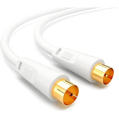 HB-DIGITAL 10m Câble d'antenne de IEC mâle vers IEC femelle Câble de connexion BZT-CE blindé 100dB 128 tresses câble coaxial HDTV 1080p UHD 8K 4K plaqué or DVB-T/T2 DVB-C/C2 Radio DAB DAB+ Blanc - Publicité HB-DIGITAL 10m Câble d'antenne de IEC mâle vers IEC femelle Câble de connexion BZT-CE blindé 100dB 128 tresses câble coaxial HDTV 1080p UHD 8K 4K plaqué or DVB-T/T2 DVB-C/C2 Radio DAB DAB+ Blanc - Publicité
