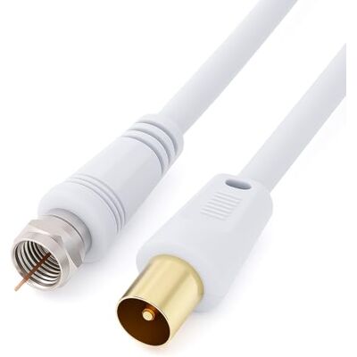 Keple Câble coaxial F-plug vers RF M-plug pour satellite Sat Freesat Sky Virgin BT TV HDTV DVB DVD Radio/Coax Antenne Freeview Coaxial Coax Antenne Adaptateur Câble TV 2 m Blanc - Publicité Keple Câble coaxial F-plug vers RF M-plug pour satellite Sat Freesat Sky Virgin BT TV HDTV DVB DVD Radio/Coax Antenne Freeview Coaxial Coax Antenne Adaptateur Câble TV 2 m Blanc - Publicité