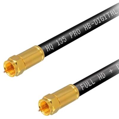 HB-DIGITAL 25m Câble d'antenne HDTV Sat 4-Fois blindé Max 135dB Câble de raccordement Acier-cuivre RG6 Koax avec fiches de Compression Dore Câble coaxial 1080p Full HD 3D UHD Ultra 4K F-fiche Noire - Publicité HB-DIGITAL 25m Câble d'antenne HDTV Sat 4-Fois blindé Max 135dB Câble de raccordement Acier-cuivre RG6 Koax avec fiches de Compression Dore Câble coaxial 1080p Full HD 3D UHD Ultra 4K F-fiche Noire - Publicité