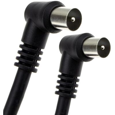 kenable Câble Coaxial TV Antenne Fiche Mâle Coudée à 90° vers Fiche Mâle 75 Ohm pour TNT Freeview 1m Noir - Publicité kenable Câble Coaxial TV Antenne Fiche Mâle Coudée à 90° vers Fiche Mâle 75 Ohm pour TNT Freeview 1m Noir - Publicité