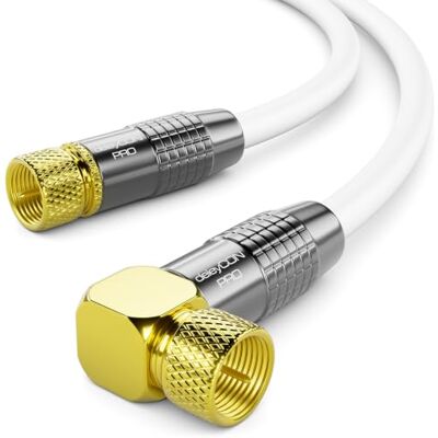 deleyCON 3,0m Câble Antenne SAT Câble Satellite Coaxial HDTV Full HD 4K Connecteur F 90° Coudé vers Connecteur F Droit Blanc - Publicité deleyCON 3,0m Câble Antenne SAT Câble Satellite Coaxial HDTV Full HD 4K Connecteur F 90° Coudé vers Connecteur F Droit Blanc - Publicité