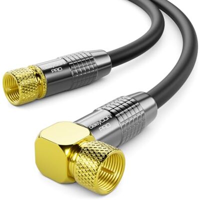 deleyCON 15m Câble Antenne SAT Câble Satellite Coaxial HDTV Full HD 4K Connecteur F 90° Coudé vers Connecteur F Droit Noir - Publicité deleyCON 15m Câble Antenne SAT Câble Satellite Coaxial HDTV Full HD 4K Connecteur F 90° Coudé vers Connecteur F Droit Noir - Publicité