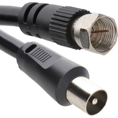 kenable Câble Coaxial Satellite vers Antenne TV Fiche F vers RF RG59 75 Ohm 2m Noir - Publicité kenable Câble Coaxial Satellite vers Antenne TV Fiche F vers RF RG59 75 Ohm 2m Noir - Publicité