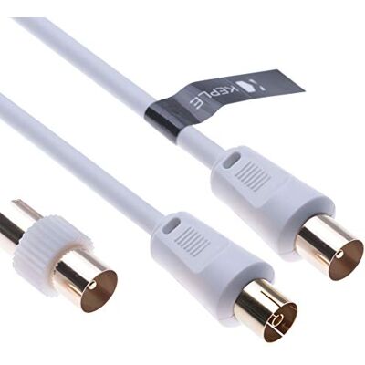 Keple Câble d'antenne TV 5 m Câble Ariel RF Câble de couplage coaxial Câble d'antenne TV Connecteur d'antenne mâle à femelle Rallonge pour TV Freeview, DVD, récepteur TV, Sky HD, BT, TV Box (blanc) - Publicité Keple Câble d'antenne TV 5 m Câble Ariel RF Câble de couplage coaxial Câble d'antenne TV Connecteur d'antenne mâle à femelle Rallonge pour TV Freeview, DVD, récepteur TV, Sky HD, BT, TV Box (blanc) - Publicité