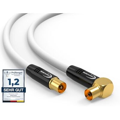 RedStar24 Câble d'Antenne 2m Blanc Mâle à Femelle 90° Coudé Coaxial HDTV Premium pour Télévision Compatible TV, Radio, DVB-T/T2, DVB-C, DAB - Publicité RedStar24 Câble d'Antenne 2m Blanc Mâle à Femelle 90° Coudé Coaxial HDTV Premium pour Télévision Compatible TV, Radio, DVB-T/T2, DVB-C, DAB - Publicité