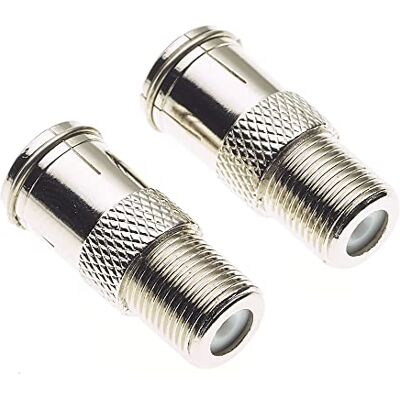 Keple F-Type Jack vers TV coaxial Jack Corps en zinc nickelé, adaptateur de prise femelle, convertisseur pour antenne de câble coaxial FM satellite Lot de 2 - Publicité Keple F-Type Jack vers TV coaxial Jack Corps en zinc nickelé, adaptateur de prise femelle, convertisseur pour antenne de câble coaxial FM satellite Lot de 2 - Publicité