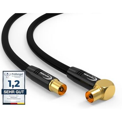 RedStar24 Câble d'Antenne 7,5m Noir Mâle à Femelle 90° Coudé Coaxial HDTV Premium pour Télévision par Câble Compatible avec TV, Radio, DVB-T/T2, DVB-C, DAB - Publicité RedStar24 Câble d'Antenne 7,5m Noir Mâle à Femelle 90° Coudé Coaxial HDTV Premium pour Télévision par Câble Compatible avec TV, Radio, DVB-T/T2, DVB-C, DAB - Publicité