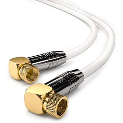 deleyCON 3,0m SAT Câble Antenne 4K Ultra-HD Full HD HDTV Câble Satellite Coaxial 2x Coudé F Fiche (90° Degrés) vers F Fiche (90° Degrés) Connecteur Métallique Blanc - Publicité deleyCON 3,0m SAT Câble Antenne 4K Ultra-HD Full HD HDTV Câble Satellite Coaxial 2x Coudé F Fiche (90° Degrés) vers F Fiche (90° Degrés) Connecteur Métallique Blanc - Publicité