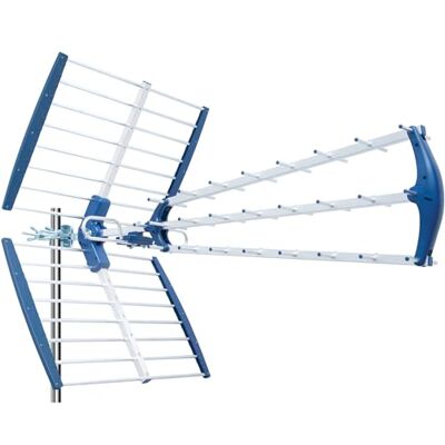 Edision TALOS 18db Antenne Trinappe extérieure UHF 21-48 Terrestre, Filtre 5G LTE intégré, Réception TNT, Permet de recevoir Les signaux DVB-T/T2, Fréquences 470-694Mhz, Longueur 105cm, LTE700, Bleu - Publicité Edision TALOS 18db Antenne Trinappe extérieure UHF 21-48 Terrestre, Filtre 5G LTE intégré, Réception TNT, Permet de recevoir Les signaux DVB-T/T2, Fréquences 470-694Mhz, Longueur 105cm, LTE700, Bleu - Publicité
