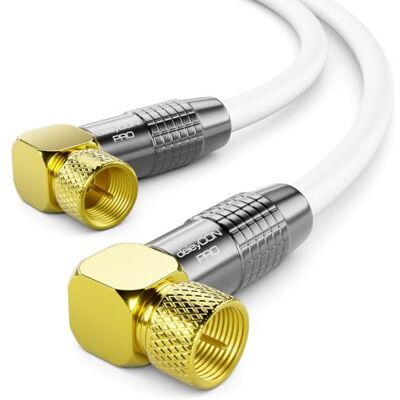 deleyCON 3,0m SAT Câble Antenne 4K Ultra-HD Full HD HDTV Câble Satellite Coaxial 2x Coudé F Fiche (90° Degrés) vers F Fiche (90° Degrés) Connecteur Métallique Blanc - Publicité deleyCON 3,0m SAT Câble Antenne 4K Ultra-HD Full HD HDTV Câble Satellite Coaxial 2x Coudé F Fiche (90° Degrés) vers F Fiche (90° Degrés) Connecteur Métallique Blanc - Publicité